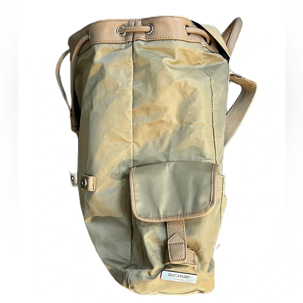 Duchamp London Tan Nylon Drawstring Computer Backpack